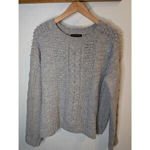 Banana Republic Italian Yarn Cable Knit Sweater Grey Merino Wool Alpaca Large